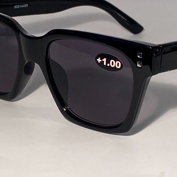 Reading Sunglasses Sun Readers 1.00 Chunky Black Frames NWT - Picture 7 of 8